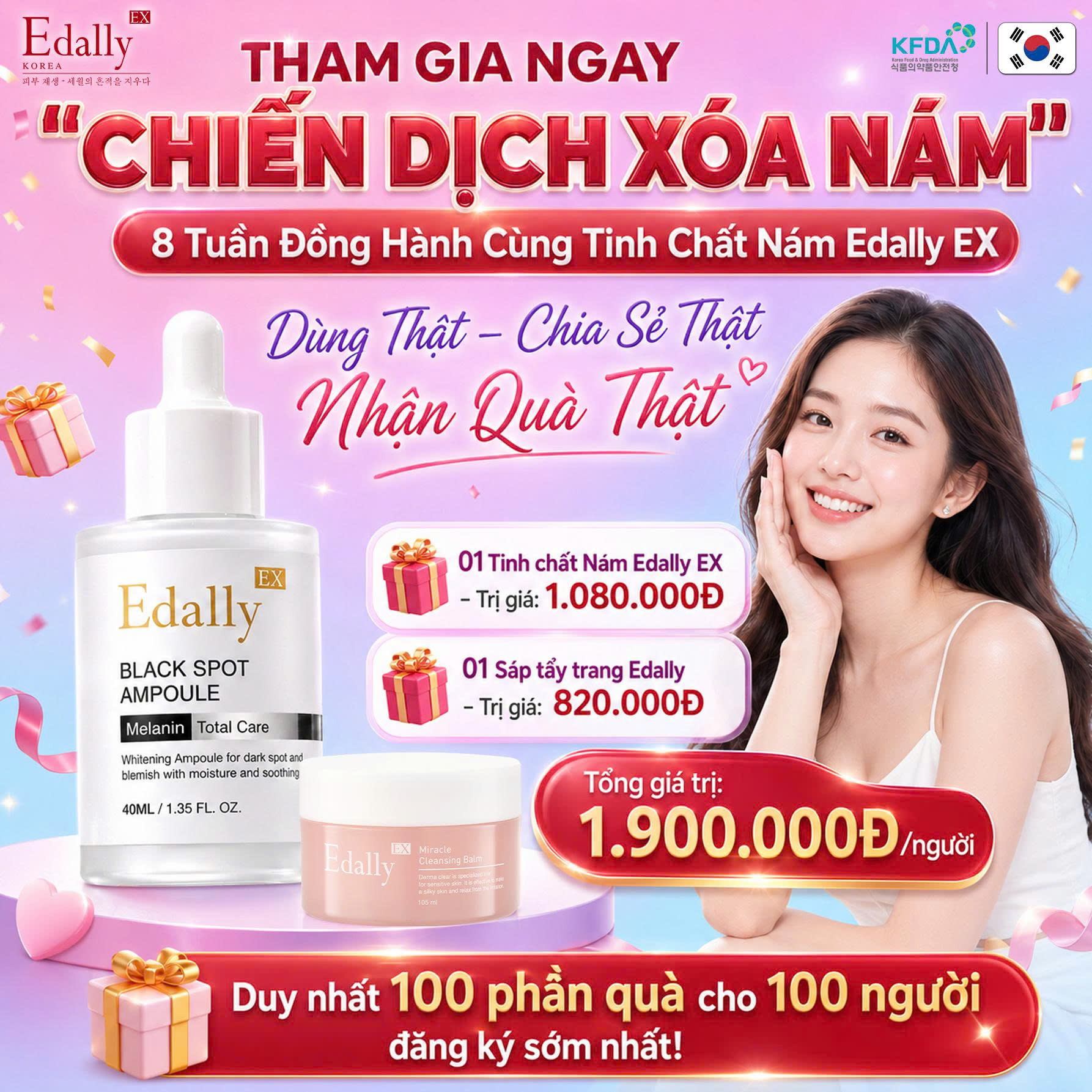 PHÁT ĐỘNG “CHIẾN DỊCH XÓA NÁM” – 8 TUẦN ĐỒNG HÀNH CÙNG TINH CHẤT NÁM EDALLY EX