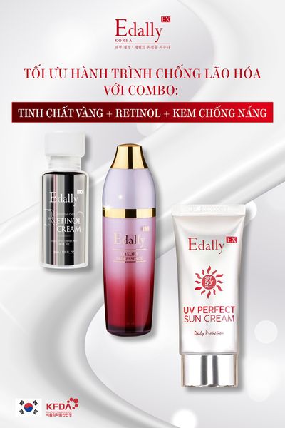 Tối ưu hành trình chống lão hóa với combo : Tinh chất vàng + kem Retinol +kem chống nắng