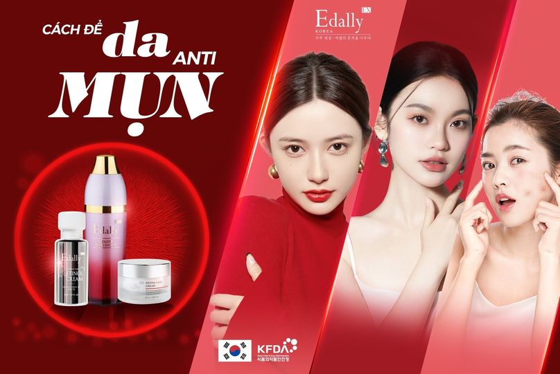 Cách da anti mụn với bộ ba: Tinh chất vàng - Kem Derma - Retinol Edally EX