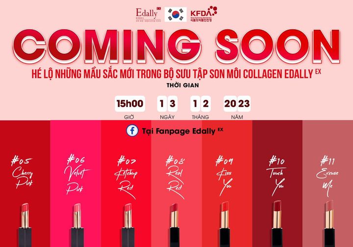 Hé lộ những mầu sắc mới trong bộ sưu tập Son Môi Collagen Edally EX