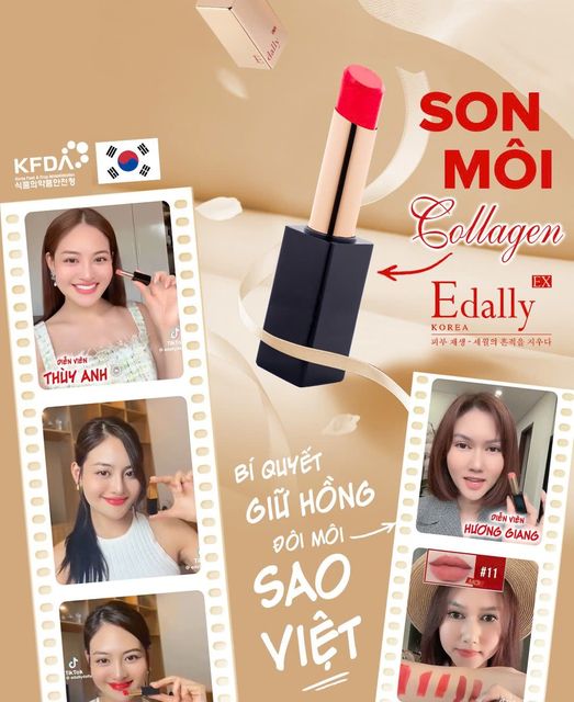  Bí quyết giữ hồng đôi môi Sao Việt - Son môi Collagen Edally EX 