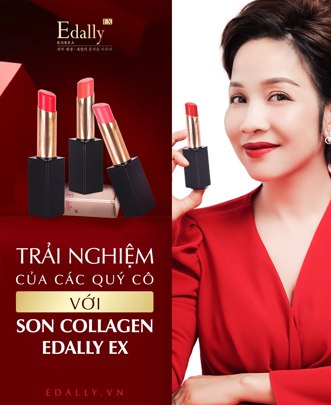 Bộ sưu tập Son Collagen Edally EX với thân mạ vàng sang trọng, thiết kế viền nam châm toát lên sự sắc sảo, mạnh mẽ, quyền lực và đầy sức sống. 